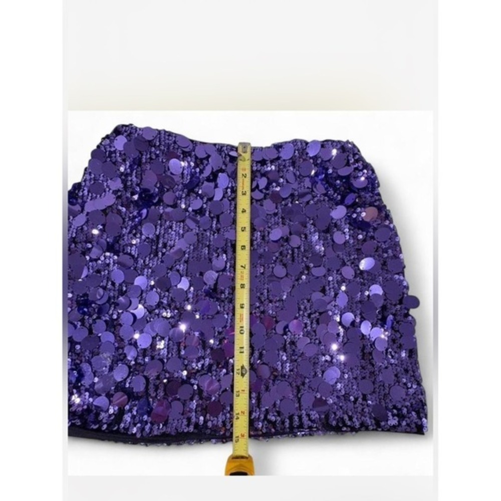 Mermaidcore Y2K Sequined Mini Skirt Purple Medium Rave Festival Night Out - Picture 2 of 5